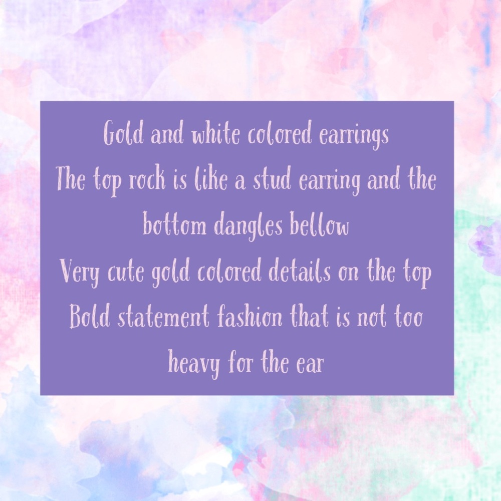 White and Gold Color Resin Drop Earrings - Picture 4 of 4